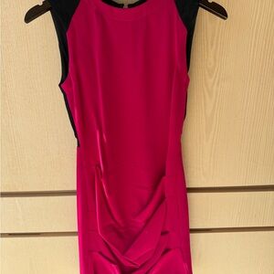 Yigal Azrouel Fuchsia and Black Sheath Dress